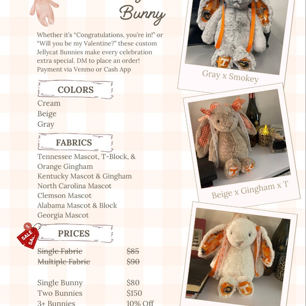 Handmade College Jellycat Bunniesπ§‘ - Picture 13 of 14